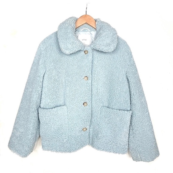 Wilfred Jackets & Blazers - Wilfred Aritzia sky blue teddy coat Stanza sherpa jacket plush fleece medium